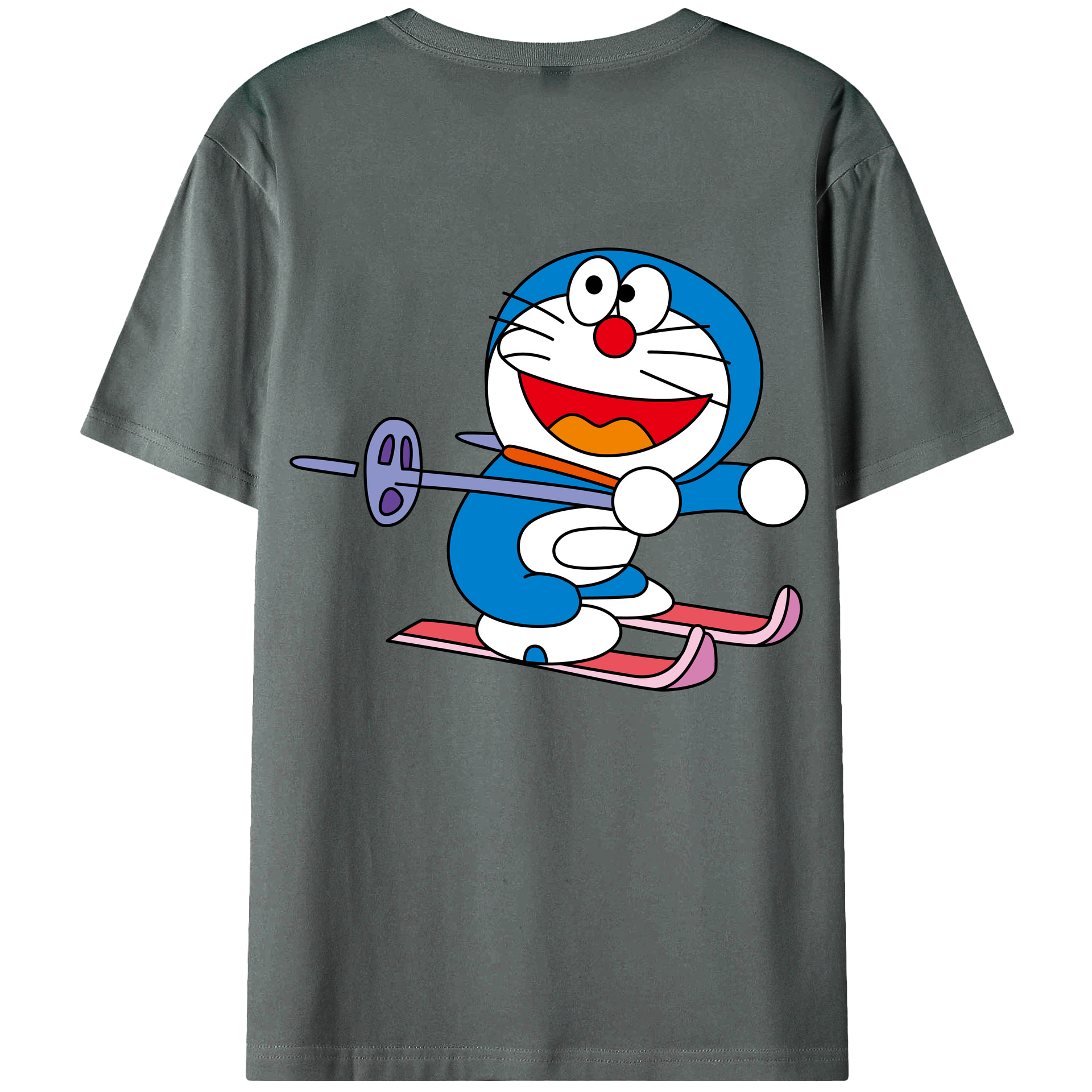 （画像用） ドラえもん Doraemon 綿100％ メンズ半袖Tシャツ（バックプリント） 通気性